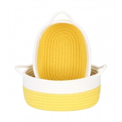 Generic Cotton White 2 Pcs Storage Basket For Clothes (Yellow-White)