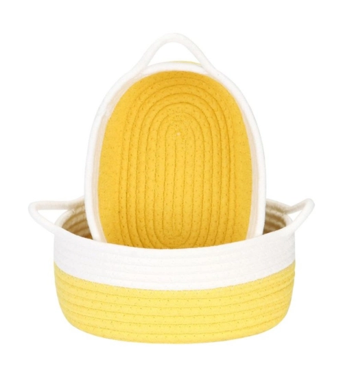 Generic Cotton White 2 Pcs Storage Basket For Clothes (Yellow-White) Generic Cotton White 2 Pcs Storage Basket For Clothes (Yellow-White)