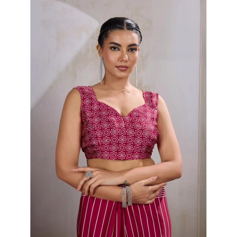 Generic Women's Satin Crepe Printed Saree With Unstitched Blouse 5.5Mtr (Maroon) Generic Women's Satin Crepe Printed Saree With Unstitched Blouse 5.5Mtr (Maroon)