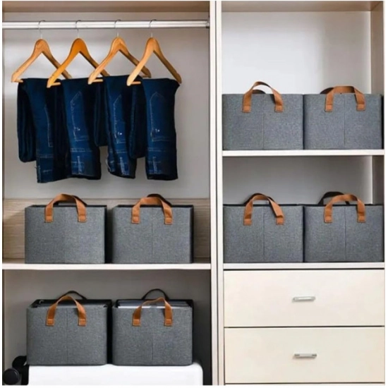 Generic Polypropylene The Foldable Cloth Organizer Box With Handle (Multicolor)