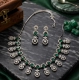 Generic Women's Brass Silver Plated Necklace set (Green) Generic Women's Brass Silver Plated Necklace set (Green)