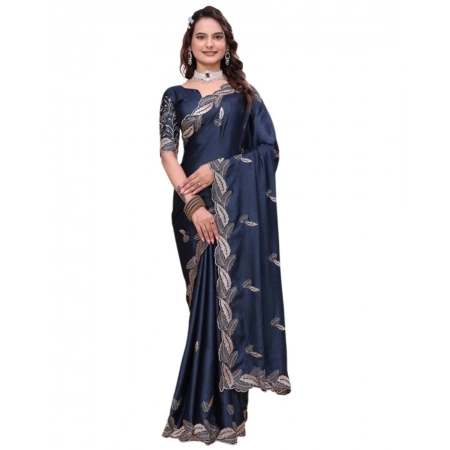 Generic Women's Georgette Embroidered Saree With Unstitched Blouse 5.5Mtr (Navy Blue) Generic Women's Georgette Embroidered Saree With Unstitched Blouse 5.5Mtr (Navy Blue)