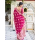 Generic Women's Soft Lichi Silk Printed Saree With Unstitched Blouse 5.5Mtr (Pink)