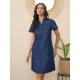 Generic Women's Denim Solid Sleeveless Dress (Blue) Generic Women's Denim Solid Sleeveless Dress (Blue)