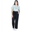 Generic Girl's Polyester Floral Short Sleeves Jumpsuit (Green-Black) Generic Girl's Polyester Floral Short Sleeves Jumpsuit (Green-Black)