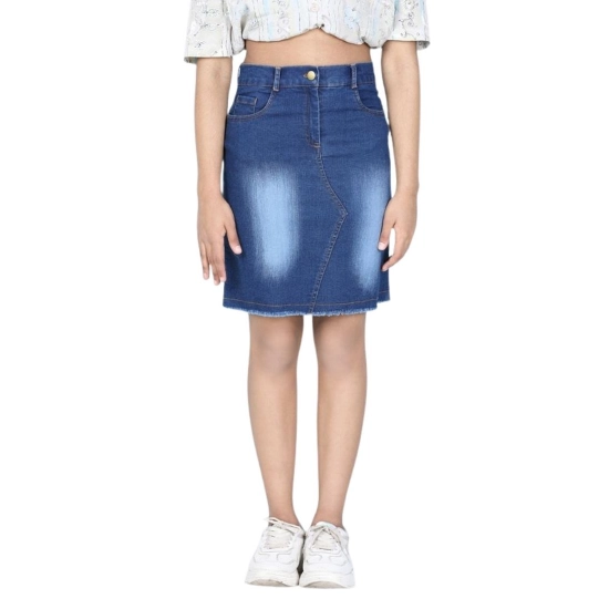 Generic Girl's Denim Solid Buttoned Skirt (Blue) Generic Girl's Denim Solid Buttoned Skirt (Blue)