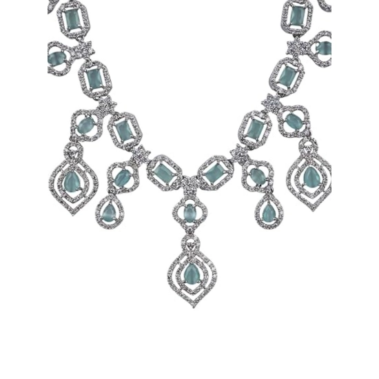 Generic Women's Brass Silver Plated Necklace set (Turquoise) Generic Women's Brass Silver Plated Necklace set (Turquoise)