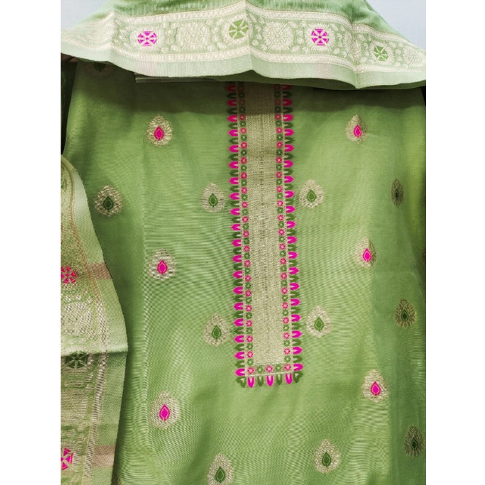 Generic Women's Banarasi Silk Printed Unstitched Salwar Suit Material With Dupatta (Pista, 3Mtrs) Generic Women's Banarasi Silk Printed Unstitched Salwar Suit Material With Dupatta (Pista, 3Mtrs)
