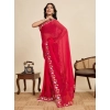 Generic Women's Georgette Printed Saree With Unstitched Blouse 5.5Mtr (Red)