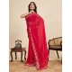 Generic Women's Georgette Printed Saree With Unstitched Blouse 5.5Mtr (Red)