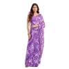 Generic Women's Faux Linen Floral Print Ready to wear Saree With Unstitched Blouse 5.5Mtr (Purple)
