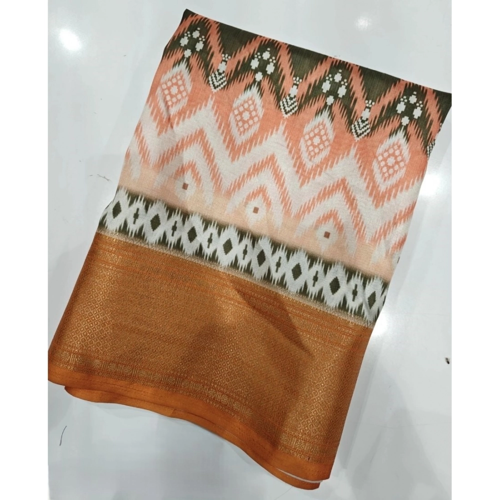 Women’s Cotton Silk Printed Saree With Unstitched Blouse 5.5Mtr (Multicolor)