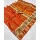 Generic Women's Dola Silk Printed Saree With Unstitched Blouse 5.5Mtr (Orange) Generic Women's Dola Silk Printed Saree With Unstitched Blouse 5.5Mtr (Orange)