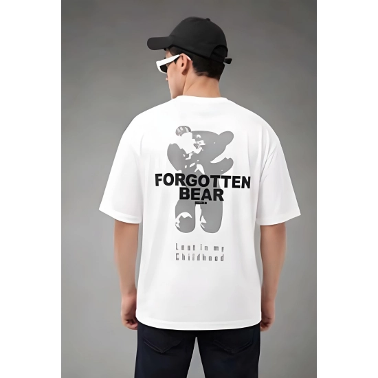 Generic Men's Cotton Blend Printed Oversized Round Neck Half Sleeve T-Shirt (White)