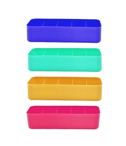 Generic Pack Of 2_Socks Organizer Tray – 4-Piece Set | Quick 5-Section Storage Trays for Drawer Organizing | Sorting Tray for Socks, Accessories And Closet Storage (Color: Assorted )