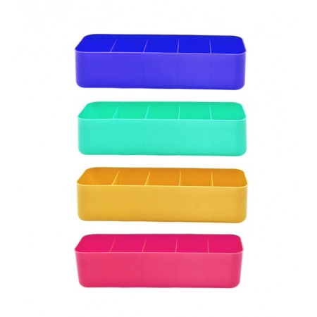 Generic Pack Of 2_Socks Organizer Tray – 4-Piece Set | Quick 5-Section Storage Trays for Drawer Organizing | Sorting Tray for Socks, Accessories And Closet Storage (Color: Assorted )