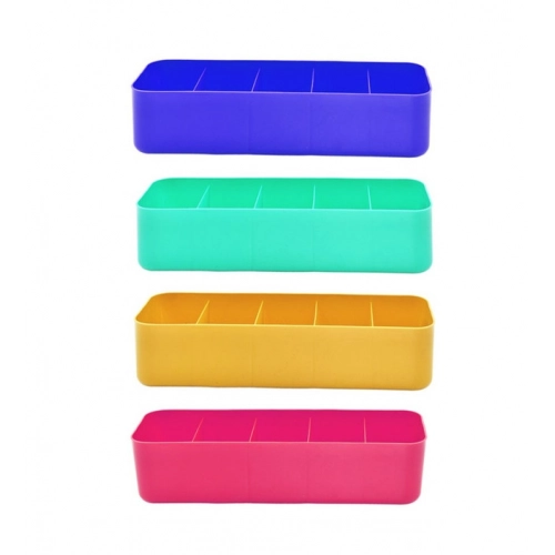 Generic Pack Of 2_Socks Organizer Tray – 4-Piece Set | Quick 5-Section Storage Trays for Drawer Organizing | Sorting Tray for Socks, Accessories And Closet Storage (Color: Assorted )