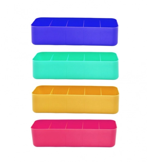 Generic Pack Of 2_Socks Organizer Tray – 4-Piece Set | Quick 5-Section Storage Trays for Drawer Organizing | Sorting Tray for Socks, Accessories And Closet Storage (Color: Assorted )