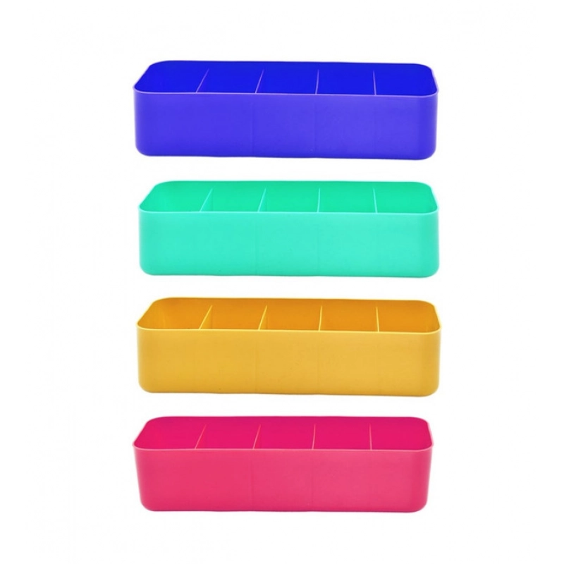 Generic Pack Of 2_Socks Organizer Tray – 4-Piece Set | Quick 5-Section Storage Trays for Drawer Organizing | Sorting Tray for Socks, Accessories And Closet Storage (Color: Assorted )