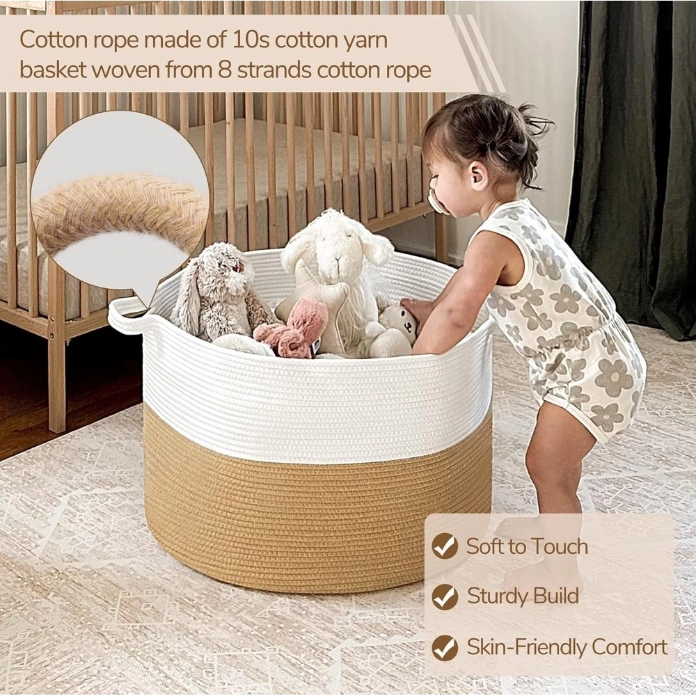 Generic Cotton Pack Of_1 16x14 Inch Storage Basket For Clothes With Out Lid (Beige-White) Generic Cotton Pack Of_1 16x14 Inch Storage Basket For Clothes With Out Lid (Beige-White)