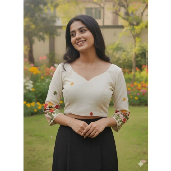 Generic Women's Cambric Cotton Round Neck Padded Blouse (White, 38 Ready Size (Self-Alterable 36–40) Generic Women's Cambric Cotton Round Neck Padded Blouse (White, 38 Ready Size (Self-Alterable 36–40)