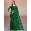 Generic Women's Net Self Design Saree With Unstitched Blouse 5.5Mtr (Green)
