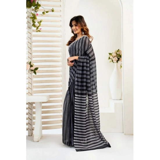 Generic Women's Faux_Linen Printed Ready-to-Wear Saree With Unstitched Blouse 5.5 Mtr (Black) Generic Women's Faux_Linen Printed Ready-to-Wear Saree With Unstitched Blouse 5.5 Mtr (Black)