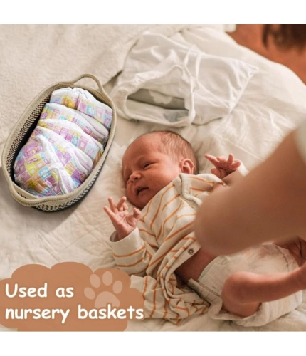 Generic Cotton Pack Of_1 Baby Basket 15x6 Inch Storage Basket For Clothes (Brown)