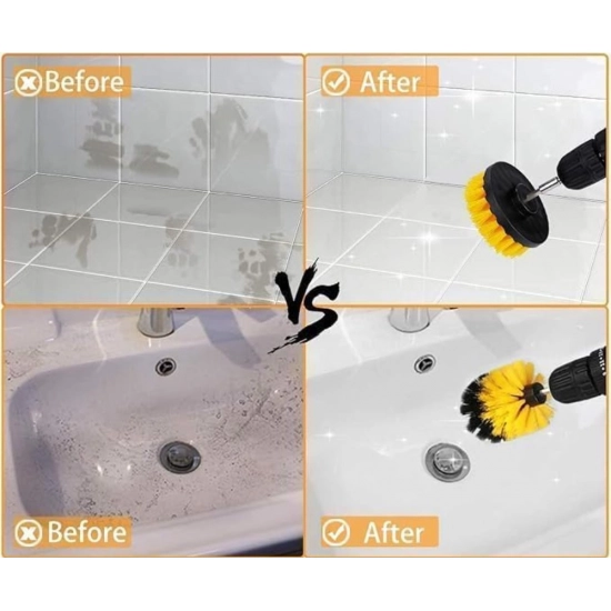 Generic Pack Of 4 Plastic Solid Power Drill Scrub Brush Cleaning Set (Yellow-Black) Generic Pack Of 4 Plastic Solid Power Drill Scrub Brush Cleaning Set (Yellow-Black)