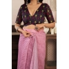 Generic Women's Faux Linen Geometric Ready to wear Saree With Unstitched Blouse 5.5Mtr (LightPink)