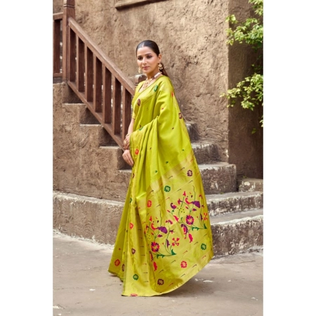 Generic Women's Silk Blend Woven Saree With Unstitched Blouse 5.5 Mtr (Lime) Generic Women's Silk Blend Woven Saree With Unstitched Blouse 5.5 Mtr (Lime)