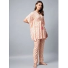 Generic Women's Rayon Tie And Dye Kaftan Sleeve Night Suit (Multicolor)