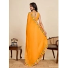 Generic Women's Georgette Printed Saree With Unstitched Blouse 5.5Mtr (Yellow)