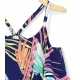 Generic Girl's Rayon Printed Shoulder Straps Dress (Navy Blue)
