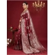 Generic Women's Silk Blend Printed Saree With Unstitched Blouse 5.5Mtr (Maroon)