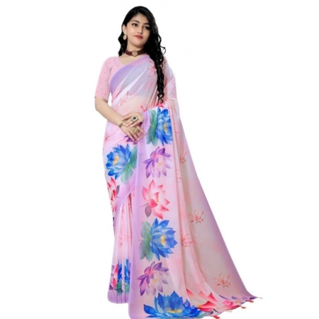 Generic Women's Georgette Floral Printed Saree With Unstitched Blouse 5.5Mtr (Light Pink) Generic Women's Georgette Floral Printed Saree With Unstitched Blouse 5.5Mtr (Light Pink)