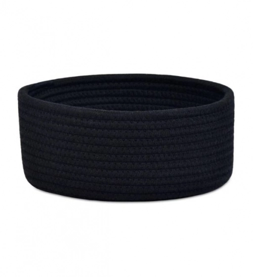 Generic Cotton 8x3 Inch Round 1 Pcs Bedside Organizer With Out Lid (Black)
