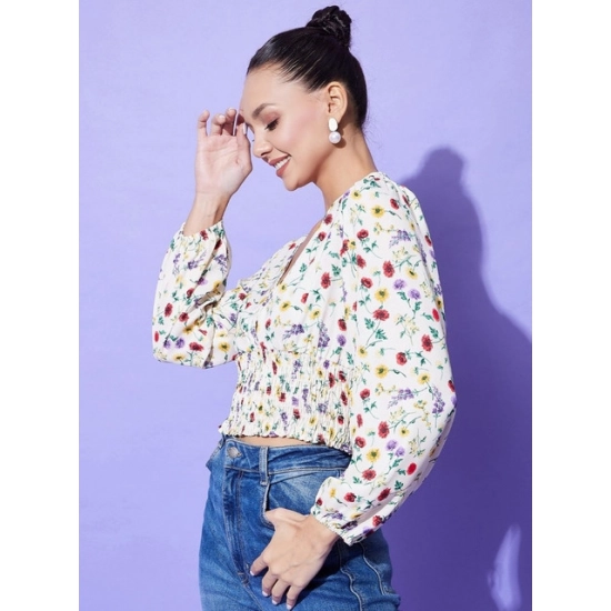 Generic Women's Polyester Floral Long Sleeves Top (Multicolor) Generic Women's Polyester Floral Long Sleeves Top (Multicolor)