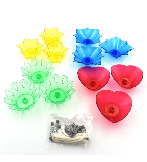 Generic Pack Of 2_Floral Diya Set – Multi-Color Tea Light Holders Set of 12 (Color: Assorted )