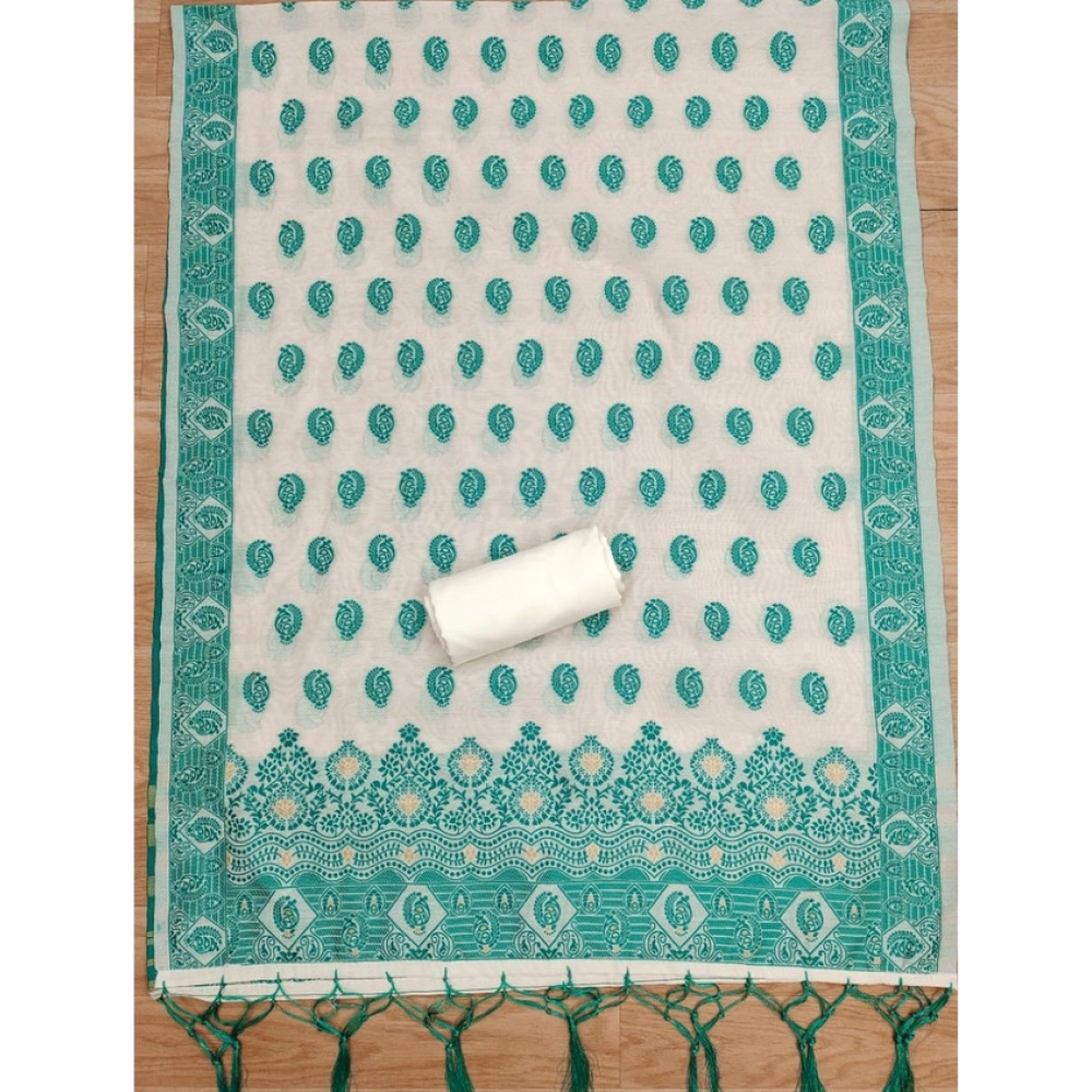 Generic Women's Banarasi Silk Printed Unstitched Salwar Suit Material With Dupatta (Teal, 3Mtrs) Generic Women's Banarasi Silk Printed Unstitched Salwar Suit Material With Dupatta (Teal, 3Mtrs)
