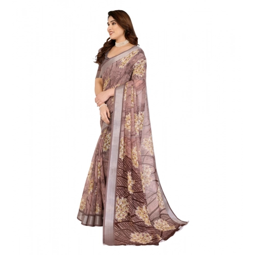 Women's Georgette Printed Saree With Unstitched Blouse 5.5Mtr (Brown) Women's Georgette Printed Saree With Unstitched Blouse 5.5Mtr (Brown)