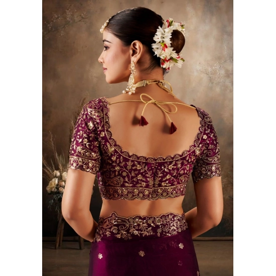 Generic Women's Silk Embroidered Saree With Unstitched Blouse 5.5Mtr (Wine) Generic Women's Silk Embroidered Saree With Unstitched Blouse 5.5Mtr (Wine)