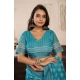 Generic Women's Faux Linen Floral Print Ready to wear Saree With Unstitched Blouse 5.5Mtr (AquaBlue)