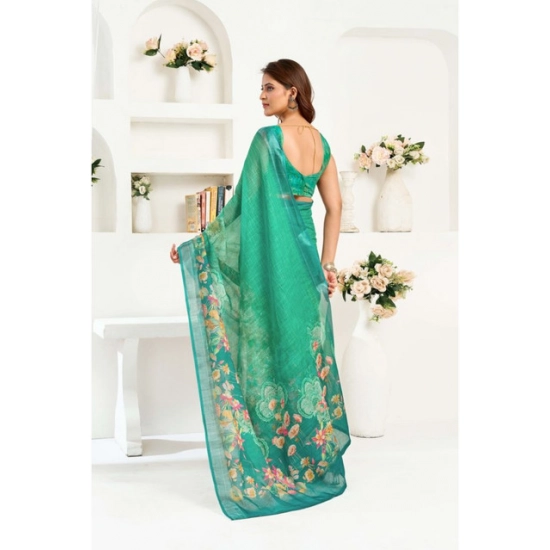 Generic Women's Linen Cotton Printed Ready To Wear Saree With Unstitched Blouse 5.5 Mtr (Green) Generic Women's Linen Cotton Printed Ready To Wear Saree With Unstitched Blouse 5.5 Mtr (Green)