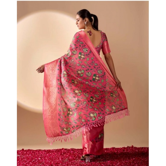 Generic Women's Faux_Banarasi_Silk Printed Saree With Unstitched Blouse 5.5Mtr (Pink) Generic Women's Faux_Banarasi_Silk Printed Saree With Unstitched Blouse 5.5Mtr (Pink)