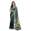 Generic Women's Faux Linen Floral Ready to wear Saree With Unstitched Blouse 5.5Mtr (Light_Teal)