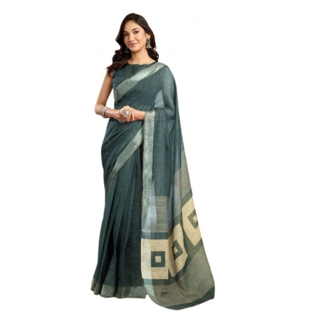 Generic Women's Faux Linen Floral Ready to wear Saree With Unstitched Blouse 5.5Mtr (Light_Teal) Generic Women's Faux Linen Floral Ready to wear Saree With Unstitched Blouse 5.5Mtr (Light_Teal)