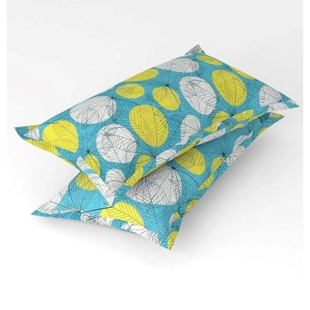 Generic Microfiber Floral Printed Double Bedsheet with 2 Pillow Covers (Green)