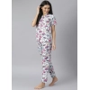 Generic Women's Cotton Blend Printed Short Sleeve Night Suit (Multicolor)