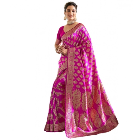 Generic Women's Jacquard Printed Saree With Unstitched Blouse 5.5Mtr (Pink) Generic Women's Jacquard Printed Saree With Unstitched Blouse 5.5Mtr (Pink)
